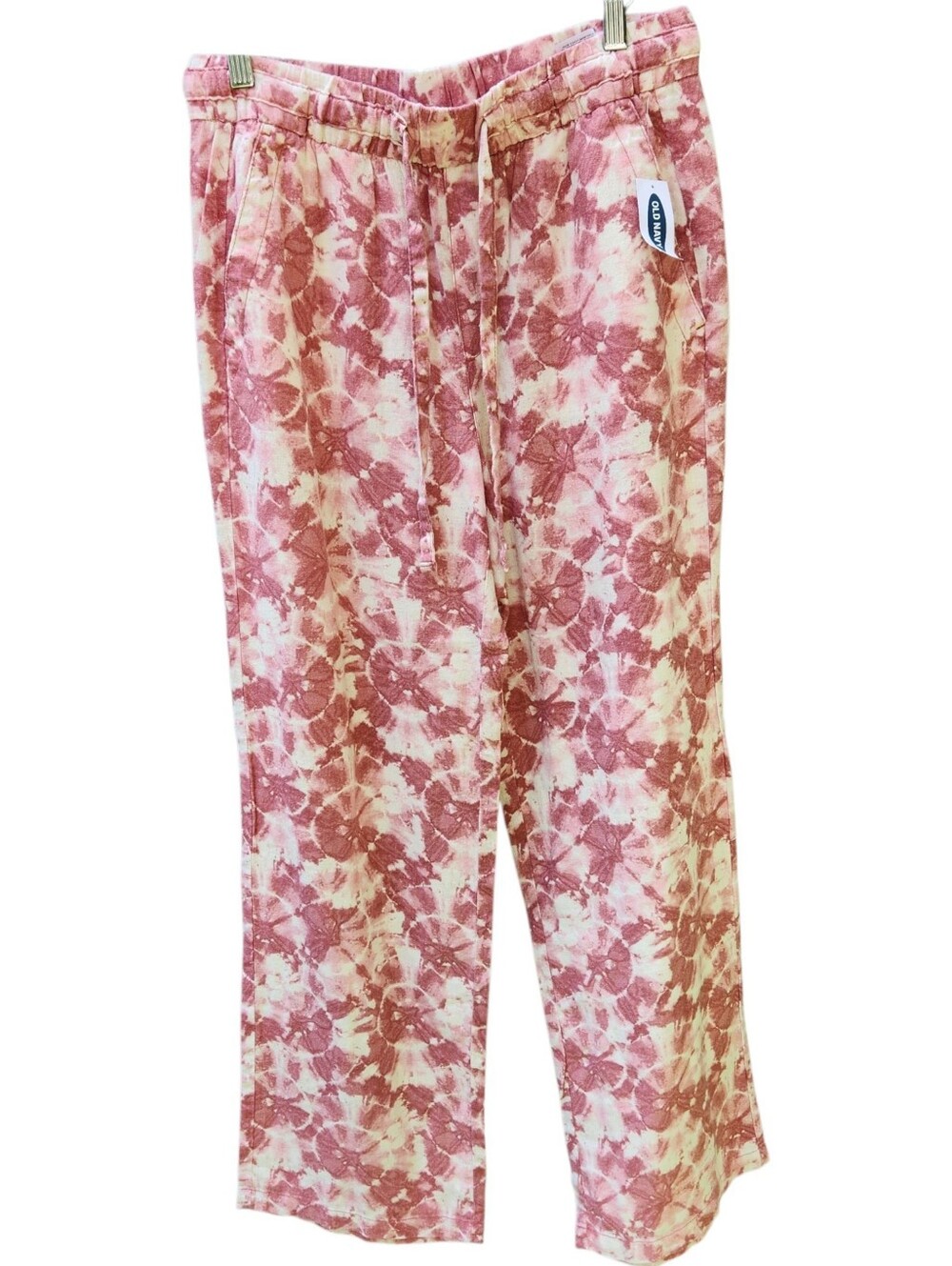 Old Navy Pink Tie Dye Linen Blend Wide Leg Pants Size S NWT